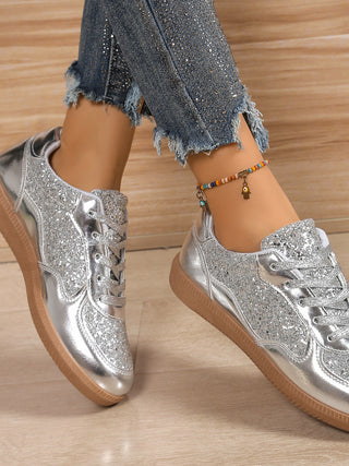 Sequin PU Leather Flat Sneakers - 1985 the VAULT Boutique