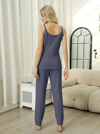 Fuzzy V-Neck Cami and Pants Lounge Set - 1985 the VAULT Boutique