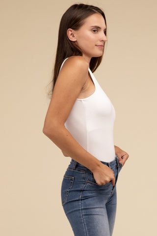 Basic Boat Neck Sleeveless Padded Bodysuit - 1985 the VAULT Boutique