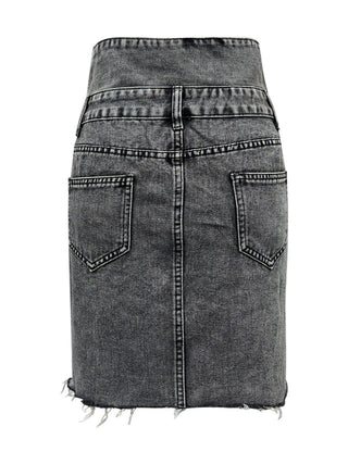 Raw Hem High Waist Denim Skirt - 1985 the VAULT Boutique