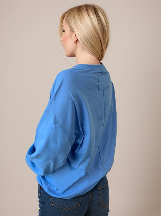 Exposed Seam Round Neck Long Sleeve Sweatshirt - 1985 the VAULT Boutique