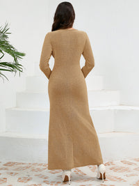 Ruched Round Neck Long Sleeve Dress - 1985 the VAULT Boutique