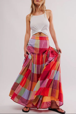 Color Block Elastic Waist Maxi Skirt - 1985 the VAULT Boutique