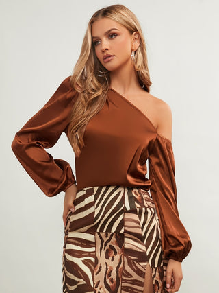 One Shoulder Long Sleeve Blouse - 1985 the VAULT Boutique