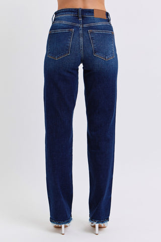 Judy Blue Full Size Raw Hem Straight Leg Jeans - 1985 the VAULT Boutique