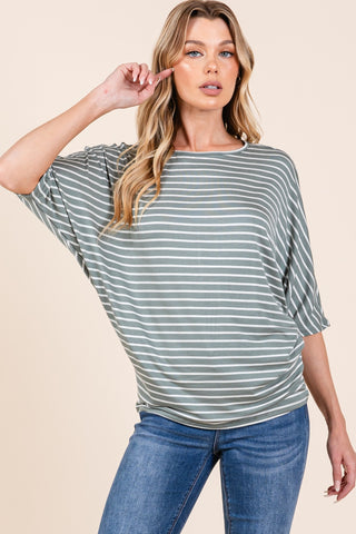 BOMBOM Striped Boat Neck Dolman Sleeve Top - 1985 the VAULT Boutique