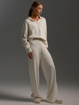 Johnny Collar Long Sleeve Top and Pants Sweater Set - 1985 the VAULT Boutique