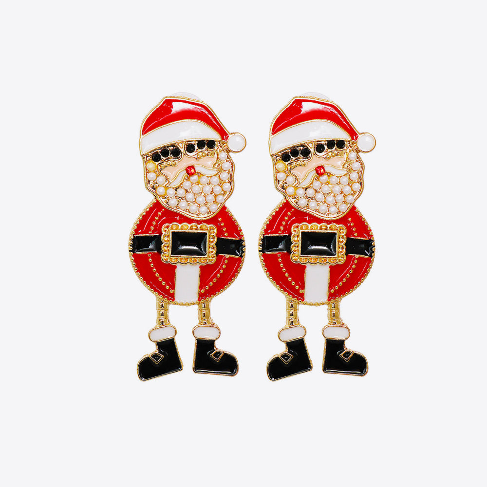 Rhinestone Alloy Santa Earrings - 1985 the VAULT Boutique