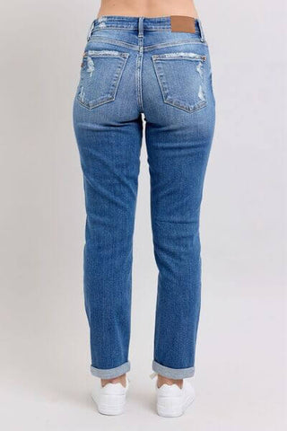 Judy Blue Full Size Button Fly Distressed Jeans with Pockets Plus Size - 1985 the VAULT Boutique