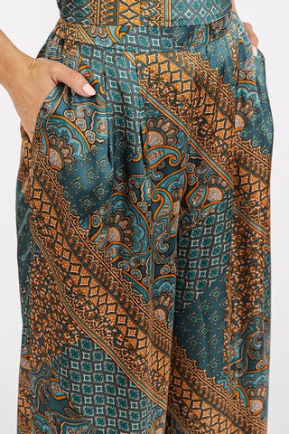 Mittoshop Paisley Patchwork Print Satin Wide Leg Pants - 1985 the VAULT Boutique