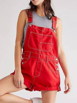 Wide Strap Square Neck Denim Overalls - 1985 the VAULT Boutique