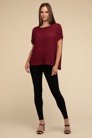 Dolman Short Sleeve Jacquard Sweater - 1985 the VAULT Boutique