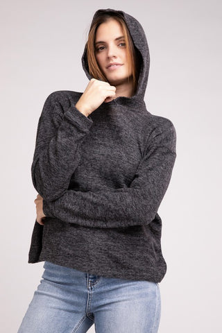 Hooded Brushed Melange Hacci Sweater - 1985 the VAULT Boutique