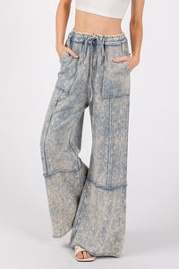 SAGE + FIG Mineral Washed Terry Wide Leg Pants - 1985 the VAULT Boutique