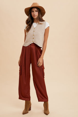 Annie Wear Wide Leg Cargo Satin Pants - 1985 the VAULT Boutique