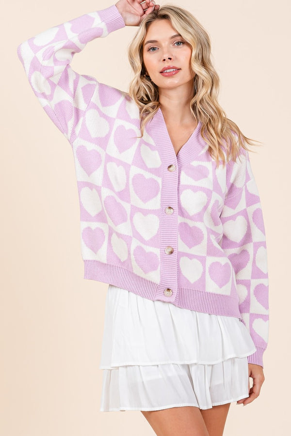 Mittoshop Checkered Heart Button Down Cardigan - 1985 the VAULT Boutique