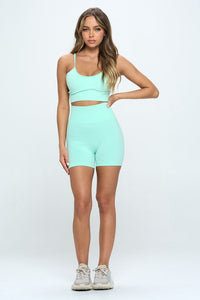 SEAMLESS SLEVELESS CROP TOP AND BIKER SHORTS SET - 1985 the VAULT Boutique