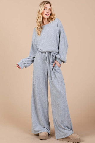 Ces Femme Boat Neck Long Sleeve Drawstring Jumpsuit - 1985 the VAULT Boutique