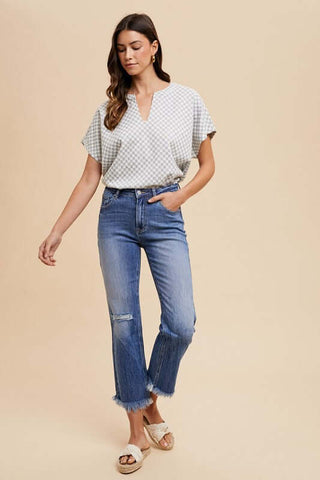 Annie Wear Distressed Raw Hem Straight Leg Cropped Jeans - 1985 the VAULT Boutique