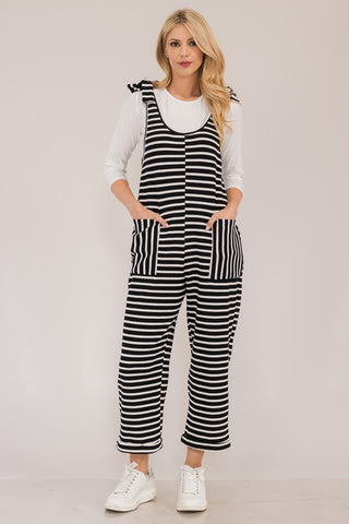 Celeste Full Size Striped Scoop Neck Overalls with Pockets - 1985 the VAULT Boutique