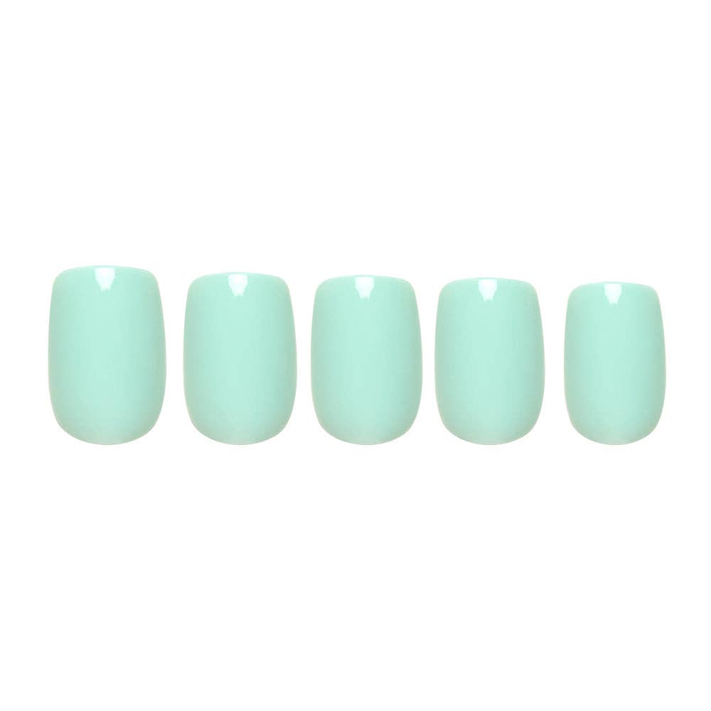 Soft Teal Press-On Nails | Short Squoval Solid Nail