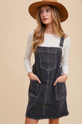 Annie Wear Wide Strap Denim Overall Dress with Pockets - 1985 the VAULT Boutique