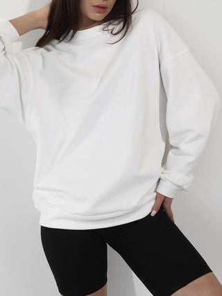 Basic Round Neck Dropped Shoulder Long Sleeve Sweatshirt - 1985 the VAULT Boutique