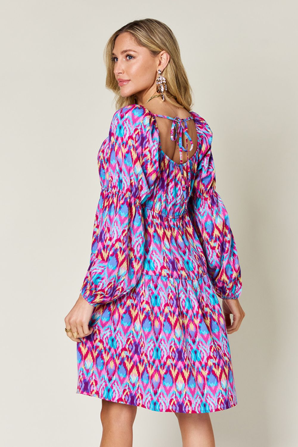 Double Take Full Size Printed Long Sleeve Dress - 1985 the VAULT Boutique