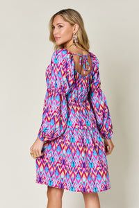 Double Take Full Size Printed Long Sleeve Dress - 1985 the VAULT Boutique