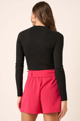 Mittoshop Mock Neck Long Sleeve Crop Knit Top - 1985 the VAULT Boutique