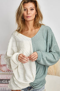 BiBi Twist Front Contrast Cable Knit Top - 1985 the VAULT Boutique