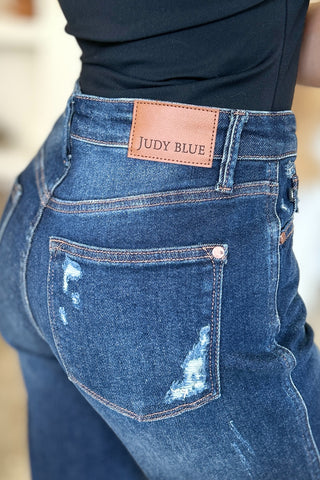 Judy Blue Full Size High Waist Rigid Magic Heavy Destroy Straight Jeans - 1985 the VAULT Boutique