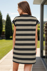 Striped Round Neck Cap Sleeve Mini Dress - 1985 the VAULT Boutique