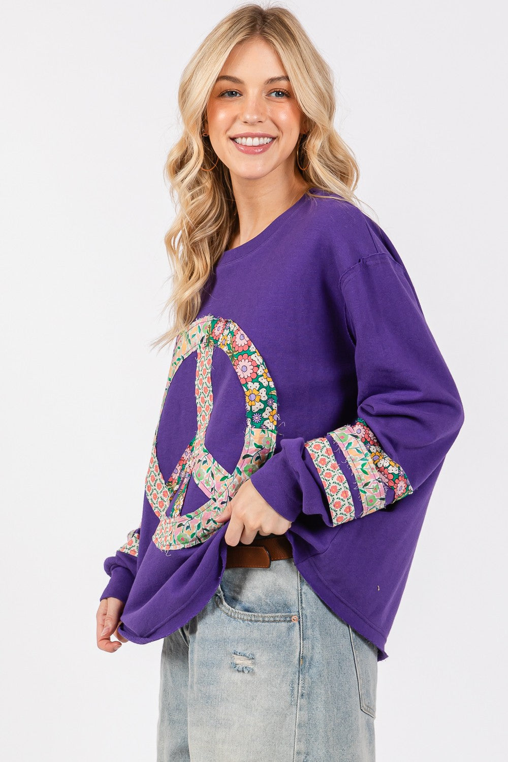 SAGE+FIG Peace Applique Patch Long Sleeve Top - 1985 the VAULT Boutique