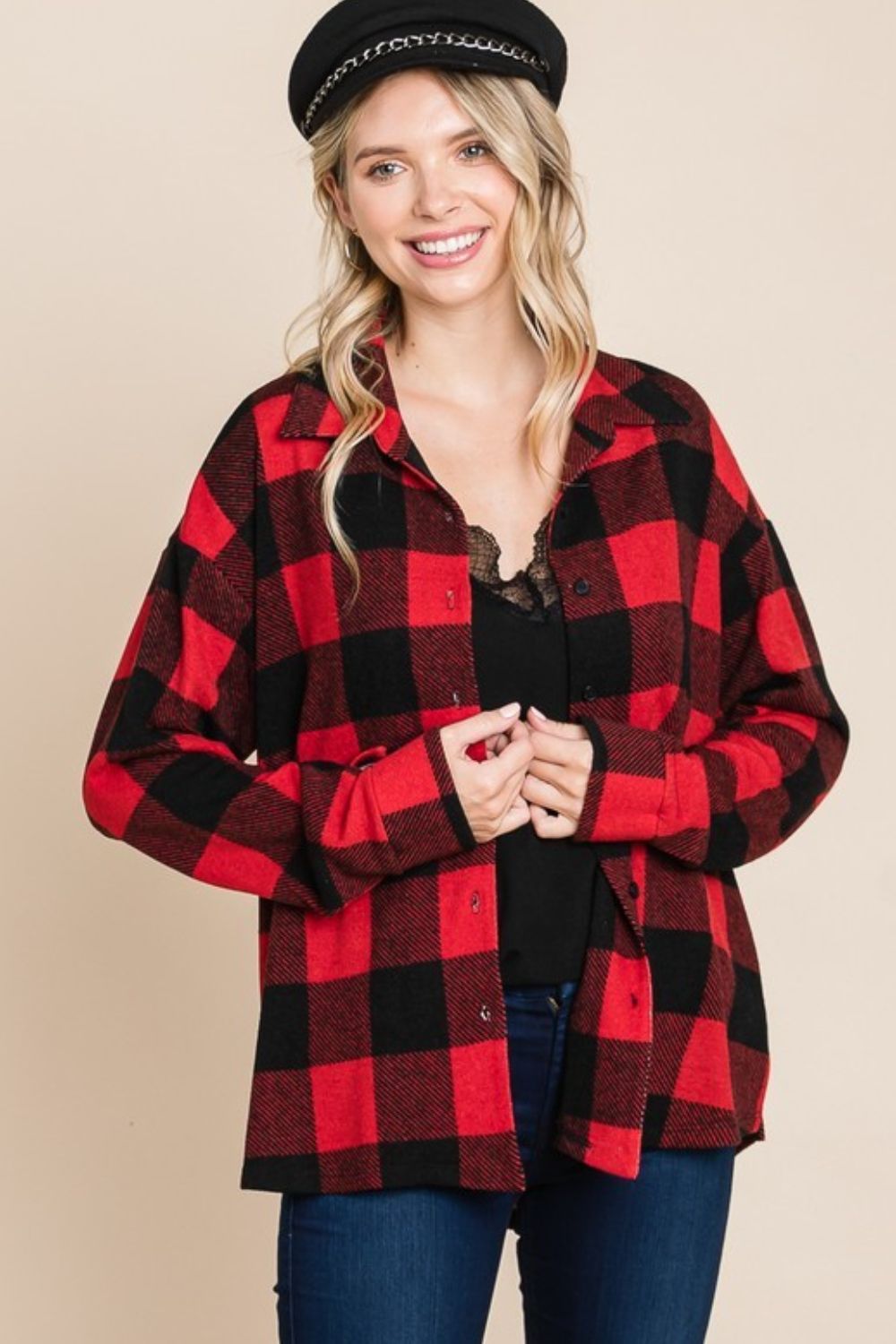 Super Lady Plaid Button Up Long Sleeve Shirt - 1985 the VAULT Boutique