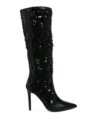 Sitarah Sequin Embellished Stiletto Long Boots - 1985 the VAULT Boutique