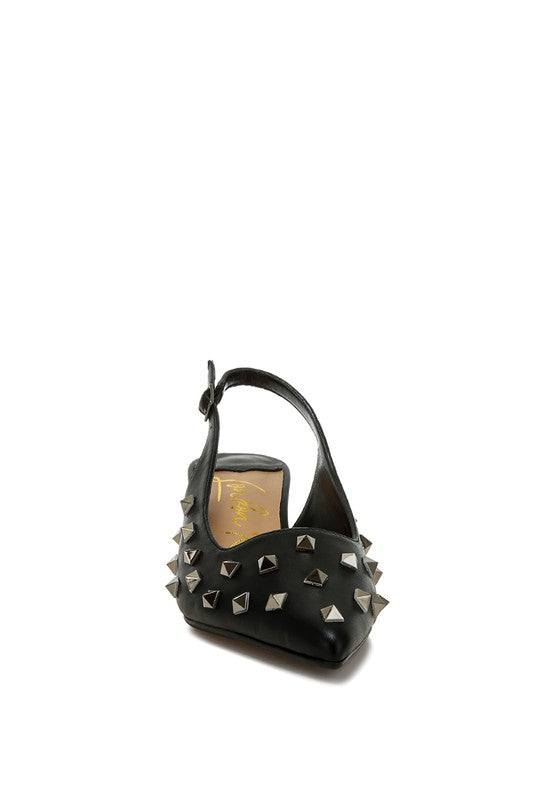 Hegron Stud Embellished Kitten Heels - 1985 the VAULT Boutique