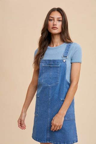 Annie Wear Wide Strap Denim Overall Dress with Pockets - 1985 the VAULT Boutique