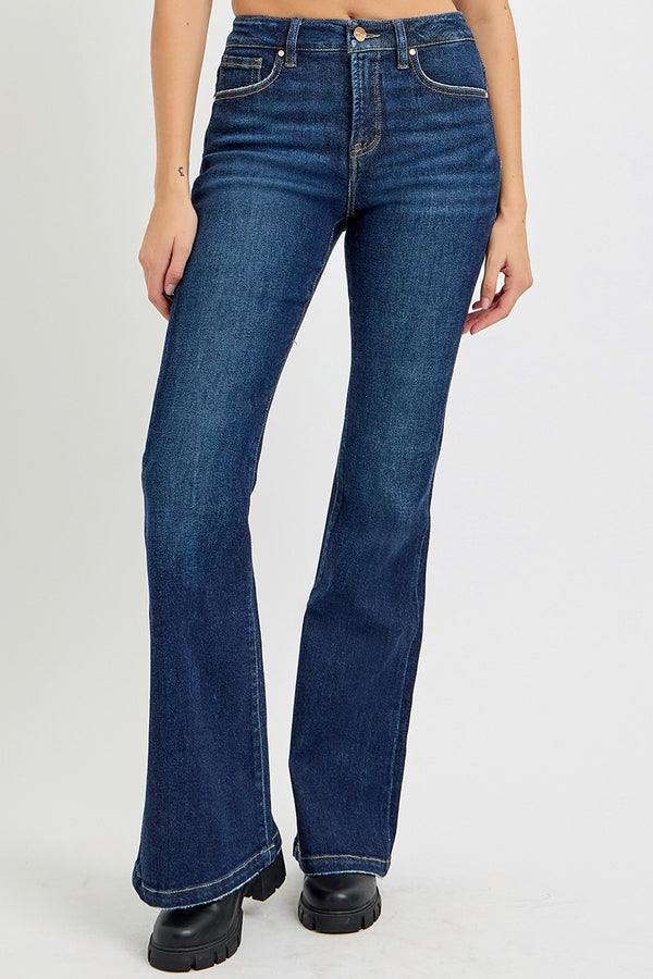 RISEN Full Size High Rise Flare Jeans with Pockets - 1985 the VAULT Boutique