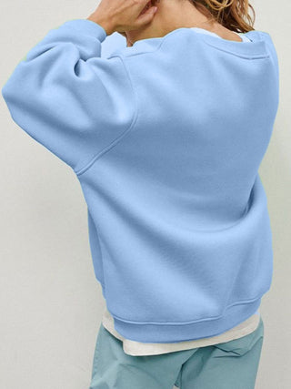 Basic Round Neck Dropped Shoulder Long Sleeve Sweatshirt - 1985 the VAULT Boutique