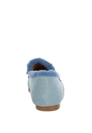 Nivena Fur Detail Denim Loafers - 1985 the VAULT Boutique