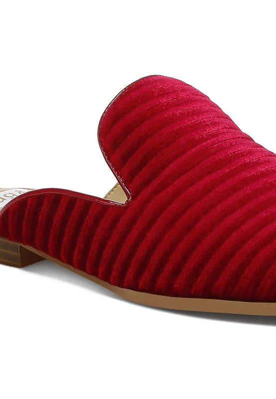 Ouzini Velvet Textured Slip On Mules - 1985 the VAULT Boutique