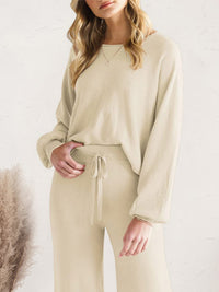 Long Sleeve Lounge Top and Drawstring Pants Set - 1985 the VAULT Boutique