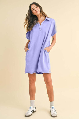 Annie Wear Mineral Washed Johnny Collar Short Sleeve Dress - 1985 the VAULT Boutique