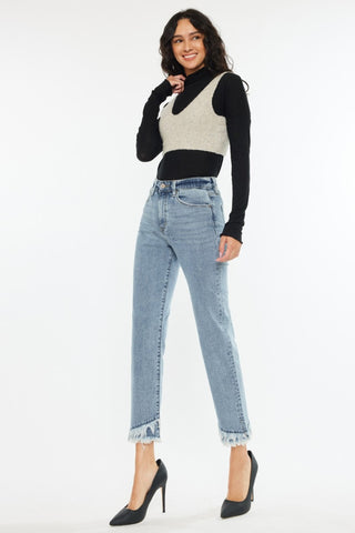 Kancan Raw Hem High Rise Straight Jeans - 1985 the VAULT Boutique