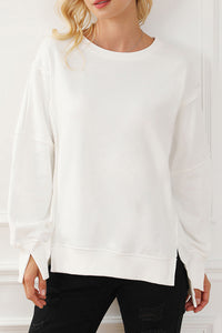 Exposed Seam High-Low Long Sleeve Sweatshirt - 1985 the VAULT Boutique