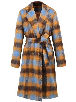 Tied Plaid Collared Neck Coat - 1985 the VAULT Boutique