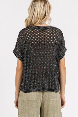 Mittoshop Mineral Wash Openwork Short Sleeve Knit Cover Up - 1985 the VAULT Boutique