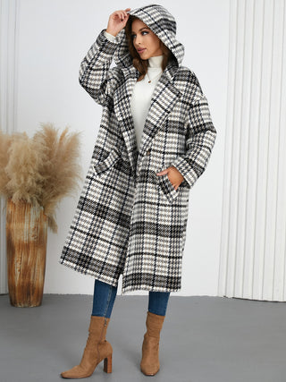 Plaid Double-Breasted Long Sleeve Longline Coat - 1985 the VAULT Boutique