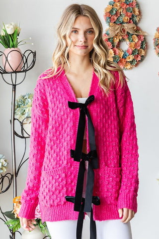 First Love Tie Closure Open Knit Cardigan - 1985 the VAULT Boutique